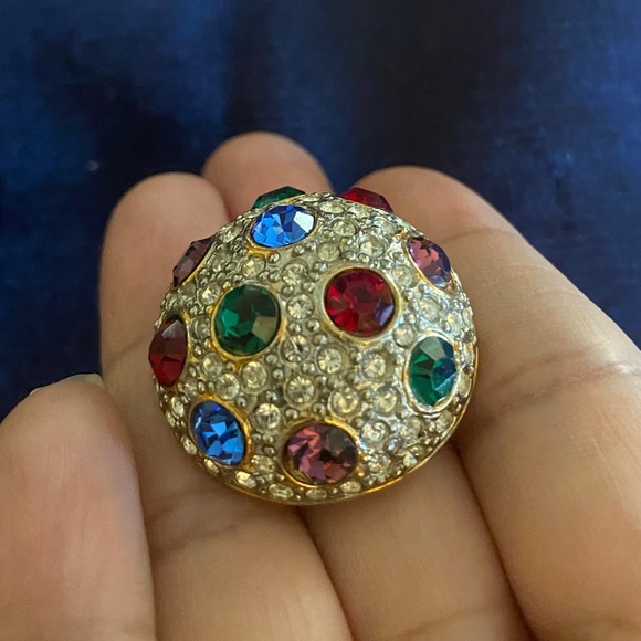 Rhinestone vintage faceted clip on earrings - Picture 3 of 6